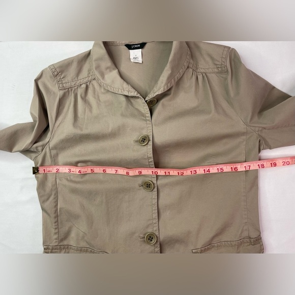 J. Crew Khaki Jacket Button Up Tan Cotton Elastic Waist Back Size 4 - Picture 6 of 7